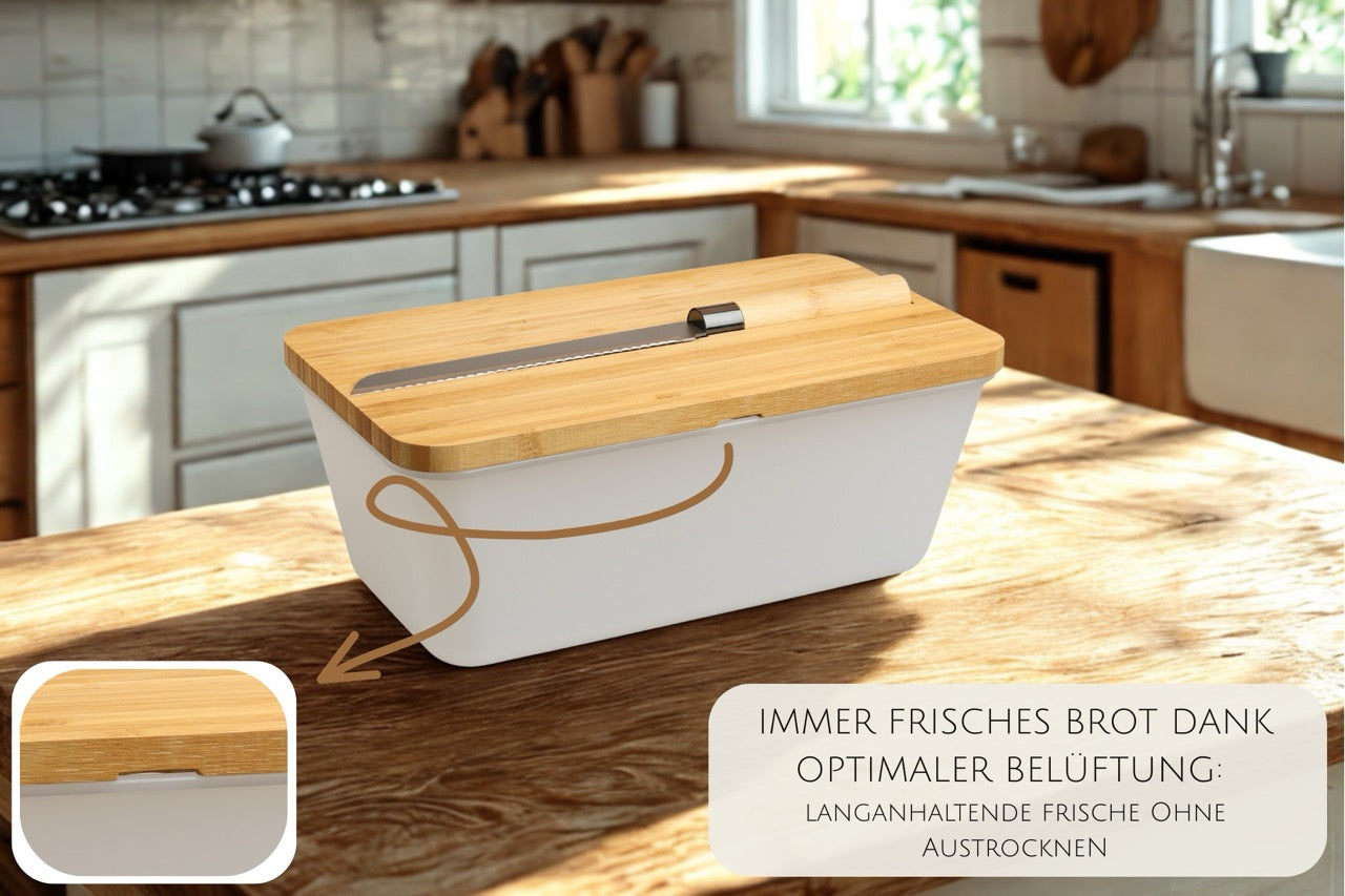Brotkasten mit Messer - Airlock White